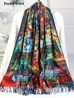Lady in White & Glowing Music Double-sided Oil Painting Scarf